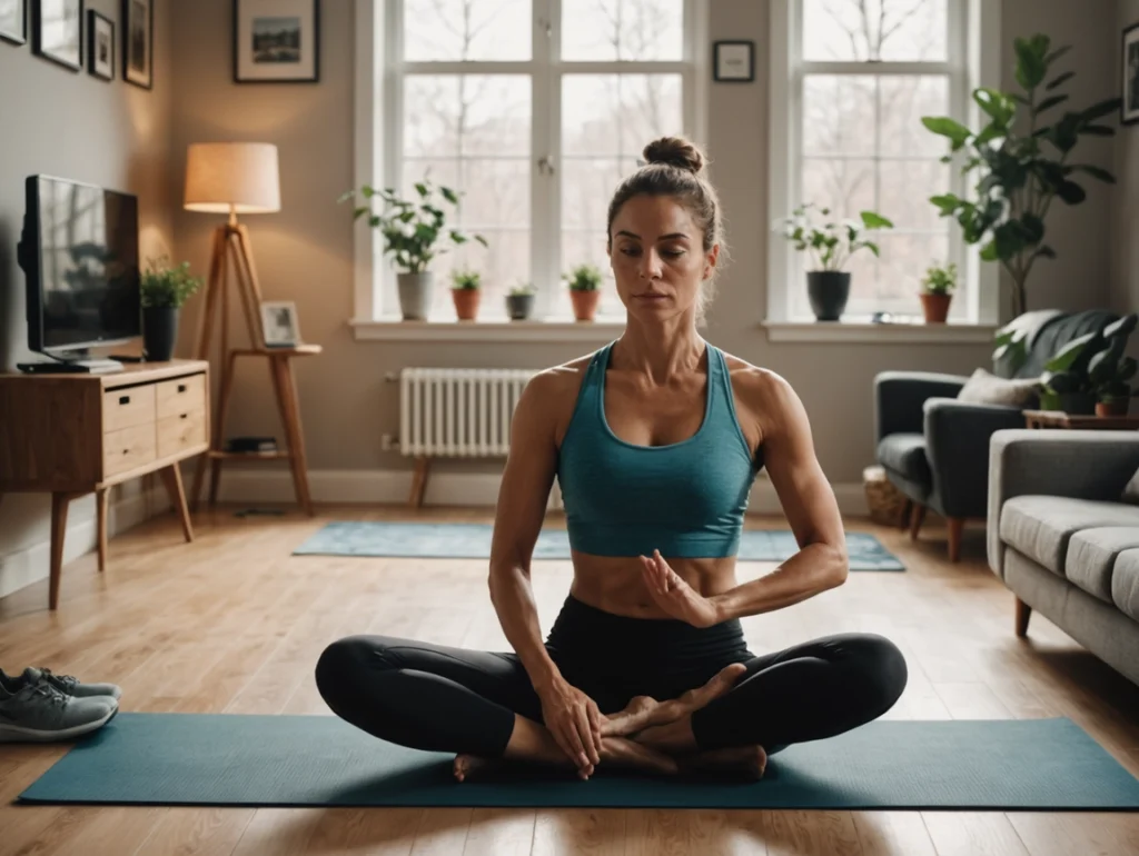 woman doing a health work out exercise at home