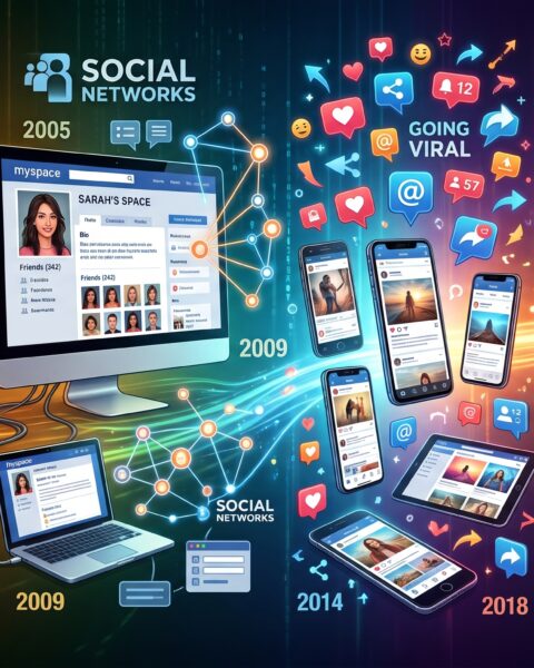 The Evolution of Social Media: From Early Online Communities to the Age of AI and Viral Culture