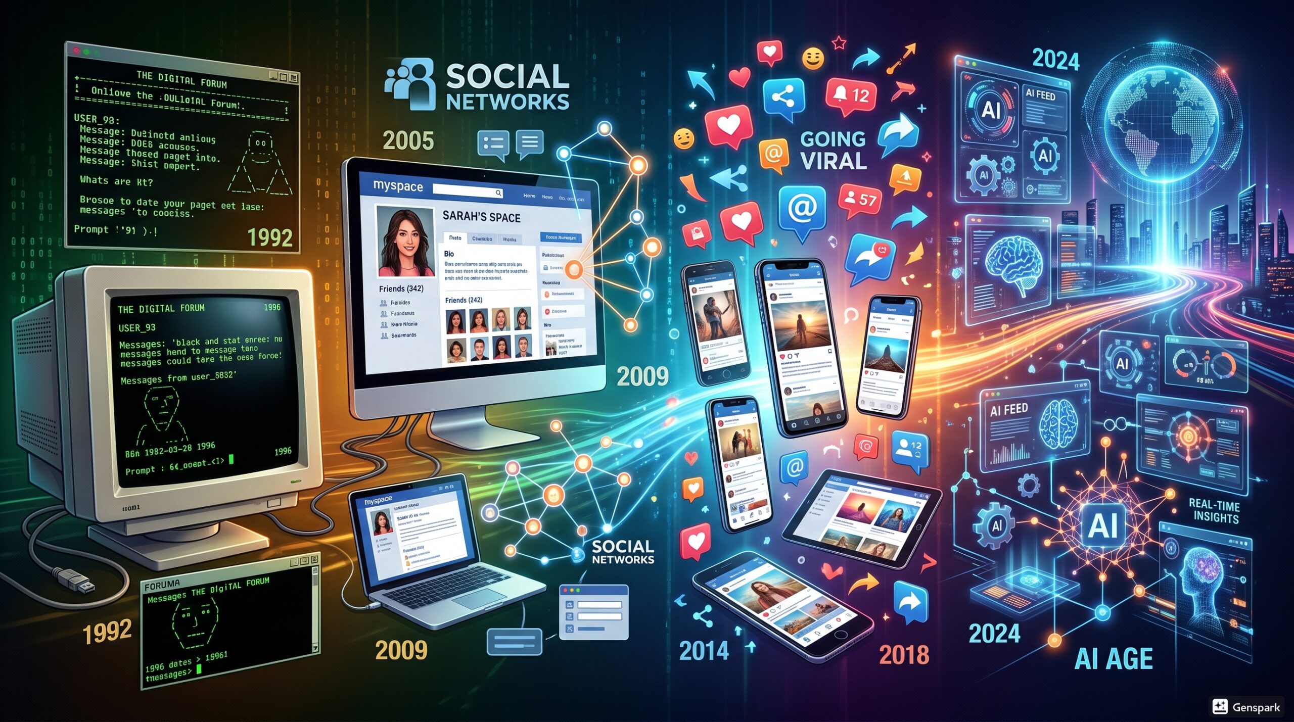 The Evolution of Social Media: From Early Online Communities to the Age of AI and Viral Culture