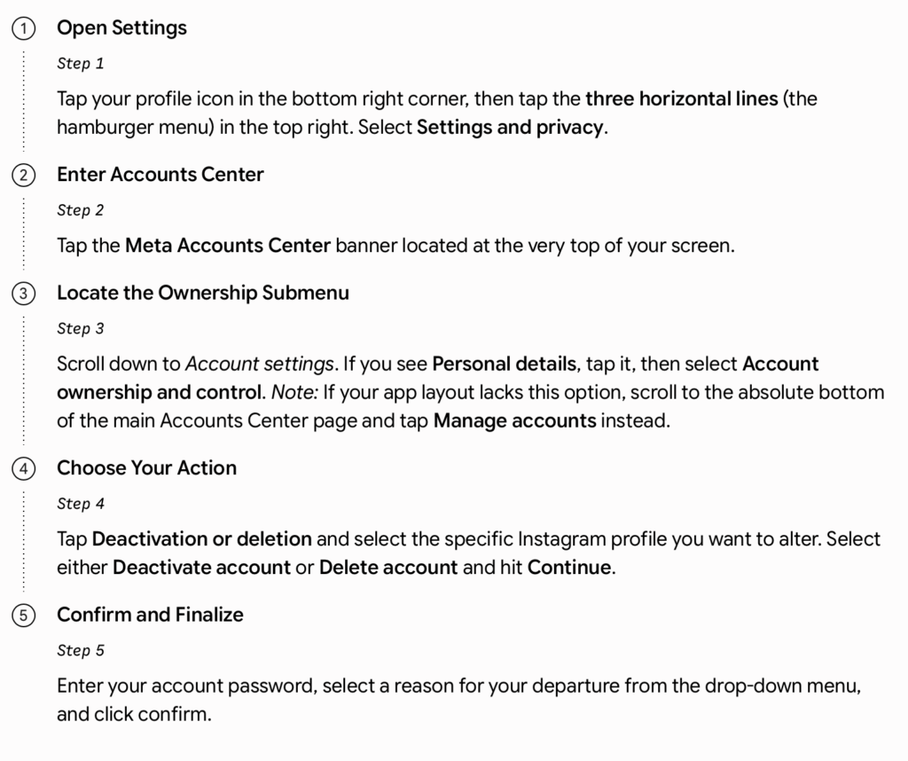 How to Deactivate or Delete Facebook via the mobile app