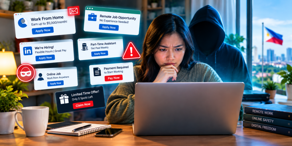 Filipina being remote work scammed