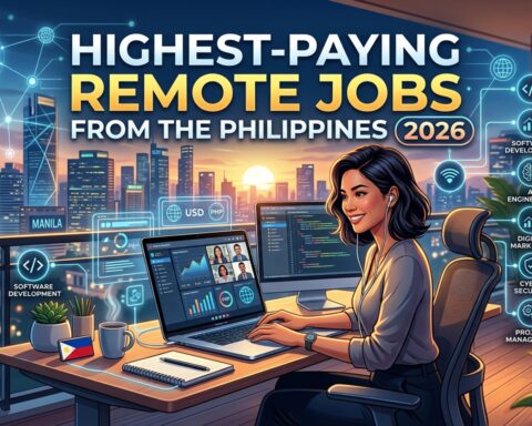 Filipino remote professional working on a laptop at home, representing the highest-paying remote jobs available from the Philippines in 2026