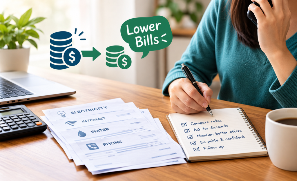 guy checking his bills and negotiating its payments