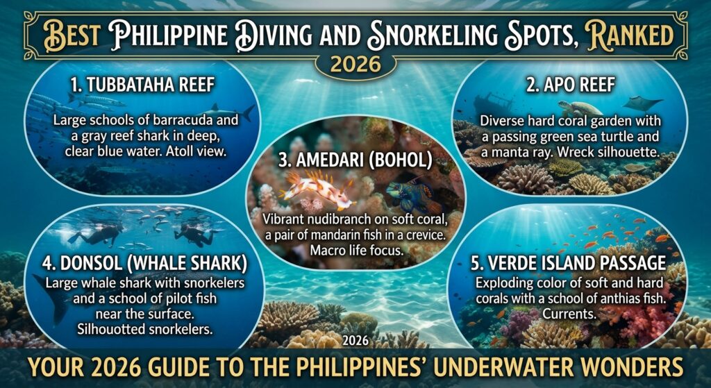 infographic of the best philipppin diving and snorkeling spots