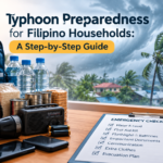 typhoon, disaster preparedness, PAGASA, Philippines, emergency, safety, go bag, step guide banner