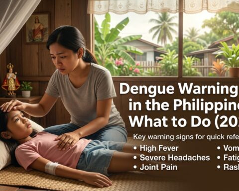 a child sick with dengue in the Philippines while mother is taking care of the child