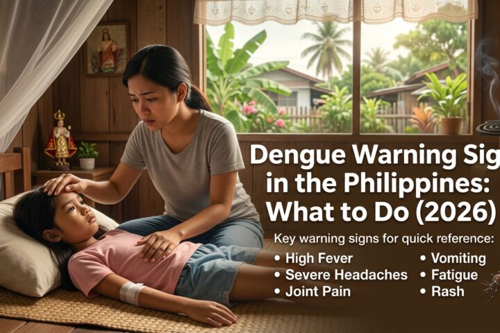 a child sick with dengue in the Philippines while mother is taking care of the child