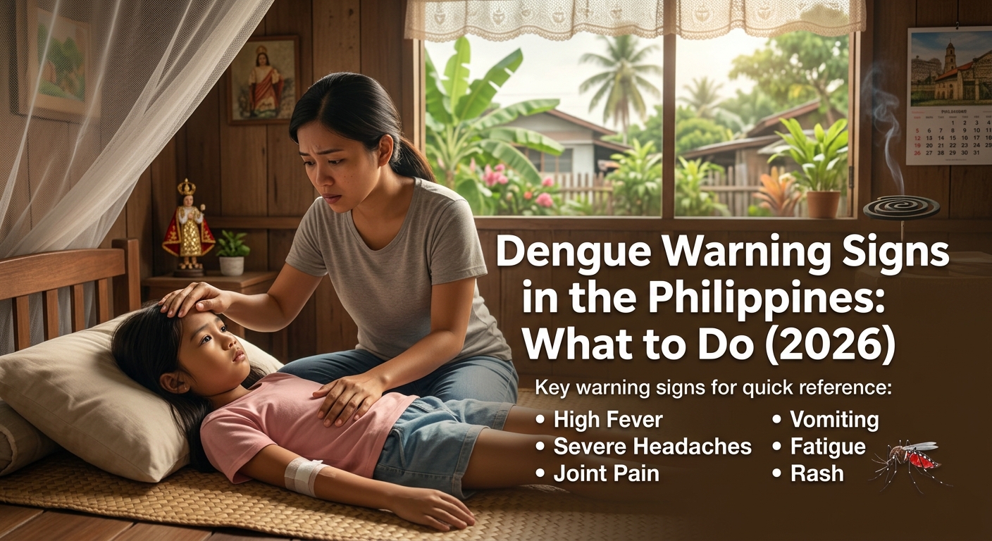 a child sick with dengue in the Philippines while mother is taking care of the child