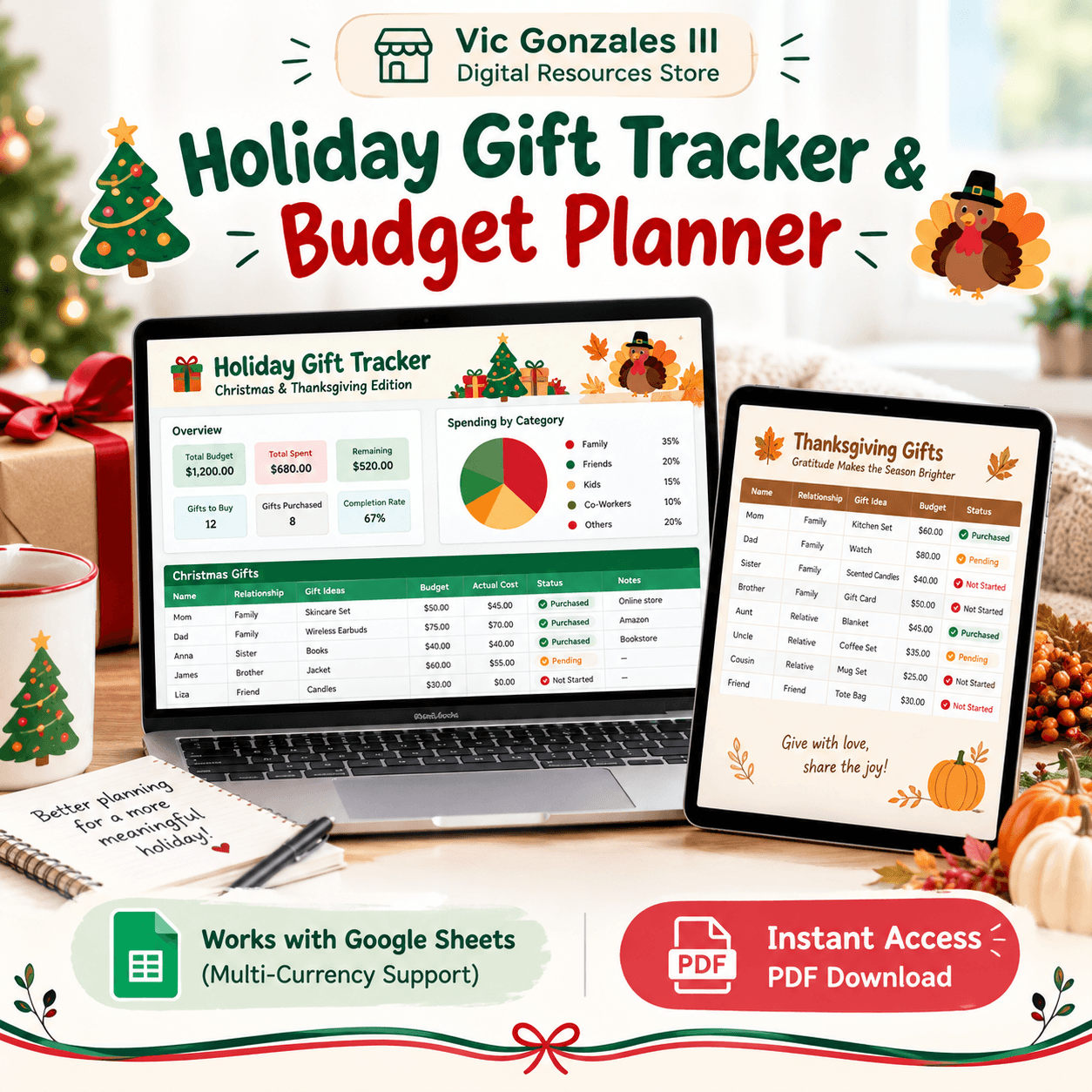 Holiday Gift Tracker & Budget Planner